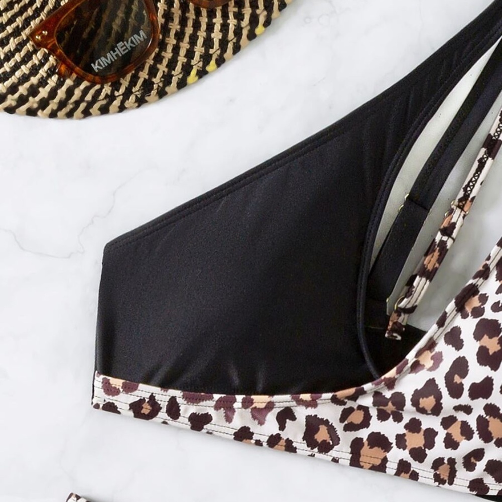 Boho Leopard Print One Shoulder Bikini Beach - Picture 7 of 9